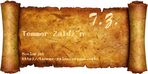 Temmer Zalán névjegykártya